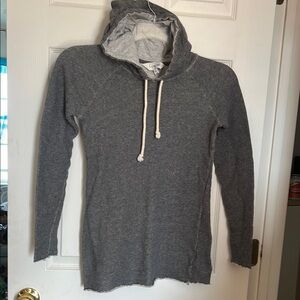 Gray Hooded Beachy Sweater with Drawstrings Size Small Petite